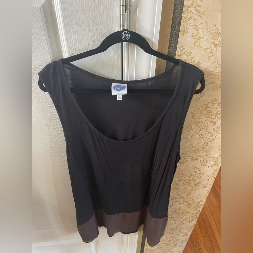 Diane Gilman Black & Brown Colorblock Sleeveless Tunic – Size 2X